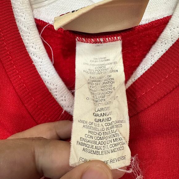 VTG Top Stitch Morning Sun Large Red Collared Sweater Holiday Christmas Penguin - Picture 6 of 11